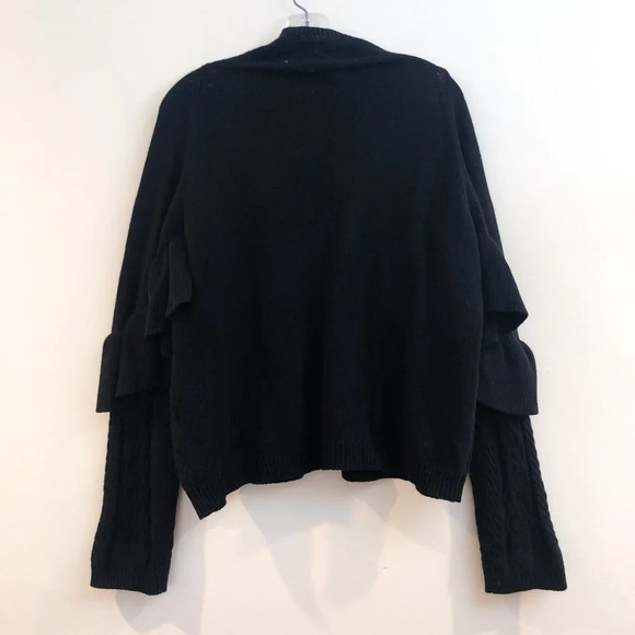 Project Naadam Black Cotton Acrylic Blend Ruffled Mock Neck Knit Sweater Medium - Picture 11 of 11